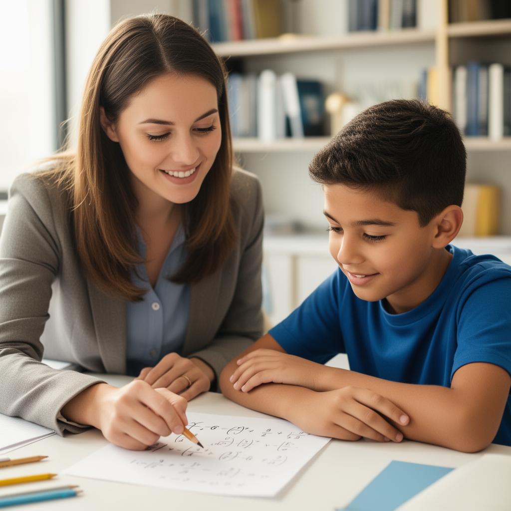 Tutor explaining a math problem to a student
